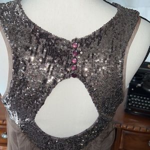 NWOT Free People brown high low lace and sequin tunic dress size S!